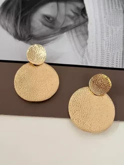 Boucles d'oreilles à disque en métal pour femmes 2026