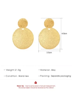 Boucles d'oreilles à disque en métal pour femmes 2026