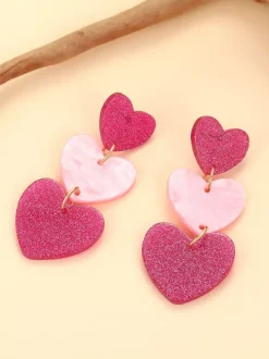 Boucles d'oreilles en acrylique en forme de c艙ur rose pour femmes 2026