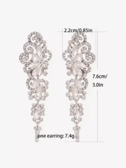 Boucles d'oreilles en cristal blanc pour adulte style vintage décontracté avec motif floral.