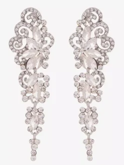 Boucles d'oreilles en cristal blanc pour adulte style vintage décontracté avec motif floral.