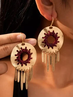 Boucles d'oreilles en métal gris style géométrique européen décontracté pour adulte. Bijou du quotidien.