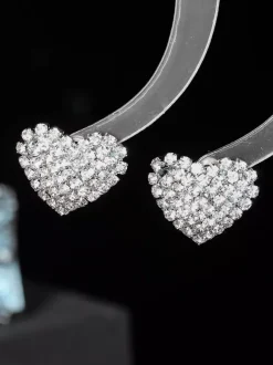 Boucles d'oreilles en strass en forme de c艙ur pour femmes 2026