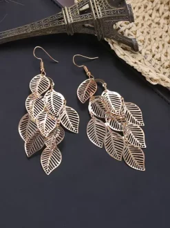 Boucles d'oreilles à feuilles creuses superposées pour femmes 2026