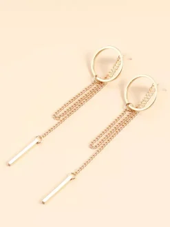 Boucles d'oreilles géométriques creuses rondes longues à pampilles pour femmes 2026