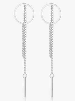 Boucles d'oreilles géométriques creuses rondes longues à pampilles pour femmes 2026