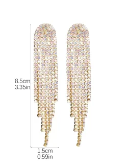 Boucles d'oreilles longues et brillantes à pampilles en strass pour femmes 2026