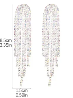 Boucles d'oreilles longues et brillantes à pampilles en strass pour femmes 2026