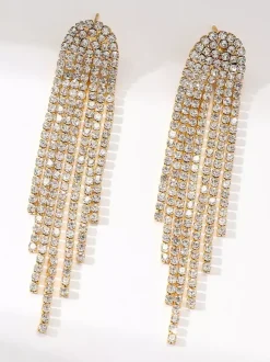 Boucles d'oreilles longues à pampilles et strass brillants pour femmes 2026