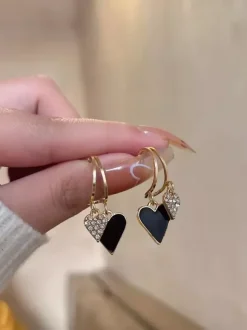 Boucles d'oreilles pendantes double c艙ur pour femmes 2026