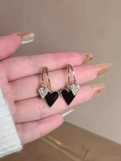 Boucles d'oreilles pendantes double c艙ur pour femmes 2026