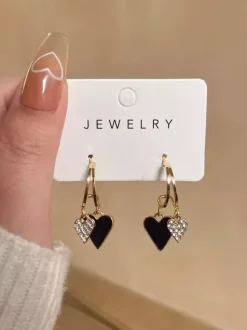Boucles d'oreilles pendantes double c艙ur pour femmes 2026