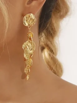 Boucles d'oreilles pendantes longues en métal pour femmes 2026