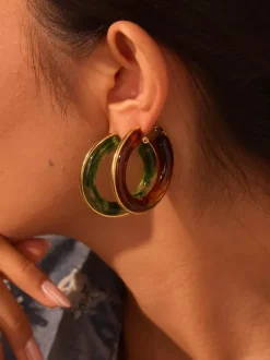 Boucles d'oreilles roses pour adulte style classique géométrique décontracté au quotidien. Bijoux géométriques.
