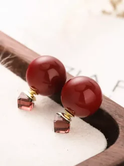 Boucles d'oreilles vintage en perles bordeaux pour femmes 2026