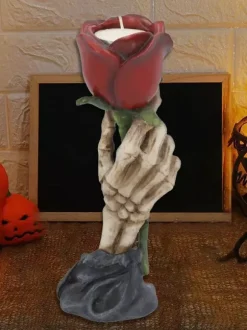 Bougeoir en résine pour Halloween centre de table gothique avec roses effrayantes