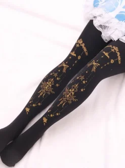 Bourgogne Lolita Collant Ange Croix Dorure Lolita Velours Stocking Déguisements Halloween