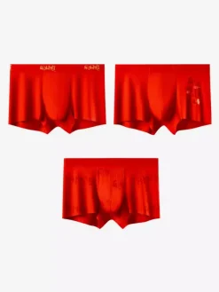 Boxers rouges sans coutures pour homme taille mi-haute lot de 3