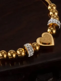 Bracelet en acier inoxydable avec c艙ur et perles pour femme 2026