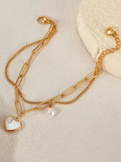Bracelet en perles d'huîtres en forme de c艙ur pour femme 2026