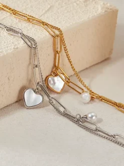 Bracelet en perles d'huîtres en forme de c艙ur pour femme 2026