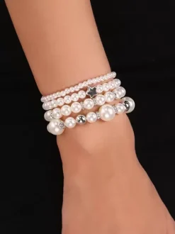 Bracelet Perle Harmonieusement Varié Perles Étoiles 4PCS Bracelets