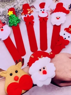 Bracelet à Claquer Bande de Slap Enfant Fille Garçon Jouets de Noël Renne
