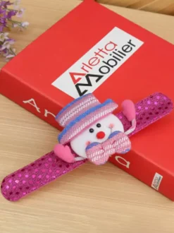 Bracelet à Claquer Bande de Slap Enfant Fille Garçon Jouets de Noël Renne Lumière