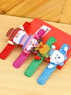 Bracelet à Claquer Bande de Slap Enfant Fille Garçon Jouets de Noël Renne Lumière