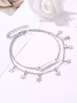 Bracelet de cheville avec pendentif étoiles plaqué or doux en couches