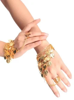 Bracelet de danse du ventre glands en or Bracelet esclave à plusieurs niveaux Bijoux Bracelet de danse du ventre Déguisements Halloween