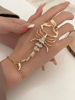 Bracelet Mille-Pattes Bracelet Gothique Strass En Or