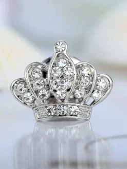 Broche couronne en strass épingle de revers en cristal brillant bijou pour costume manteau décoration de mariage ou de fête