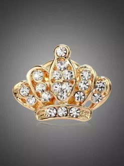 Broche couronne en strass épingle de revers en cristal brillant bijou pour costume manteau décoration de mariage ou de fête