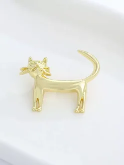 Broche minimaliste en forme de chat 3D épinglette mignonne en forme d'animal pour costume chemise ou manteau accessoire décoratif
