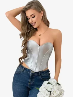 Bustier argenté à lacets pour intérieur chic