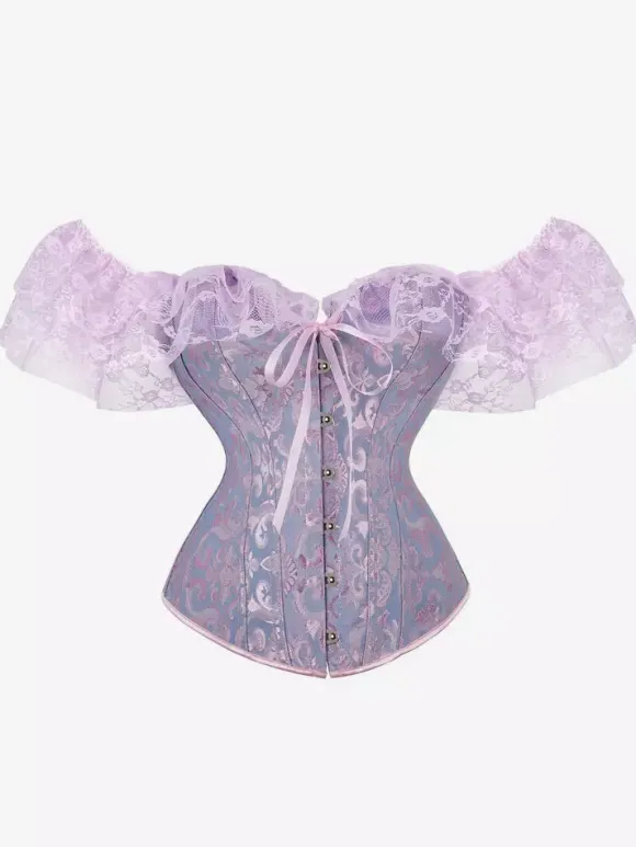 Bustier Corset Femme en Dentelle avec Bretelles à Col Décolleté Coupe Cintrée Unicolore