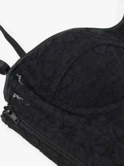 Bustier noir en dentelle avec dos transparent et bretelles