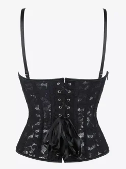 Bustier noir en dentelle avec dos transparent et bretelles