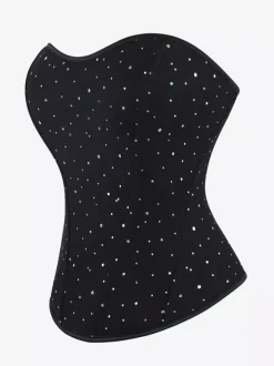 Bustier noir pour femme avec fermeture éclair au dos et corset sous la poitrine