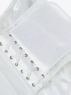 Bustier blanc pour femme avec pompon et bandage dans le dos et corset sous la poitrine