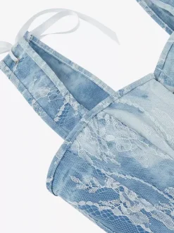 Bustier bleu à bretelles et boutons sur le devant pour lingerie gainante