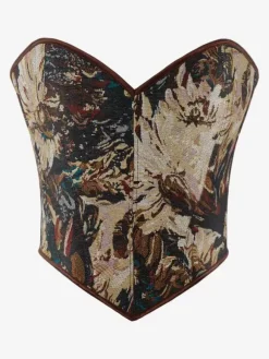 Bustier Haut Corsets Lacets Lacets Imprimé Floral Tenue de Rue Lingerie Élégante