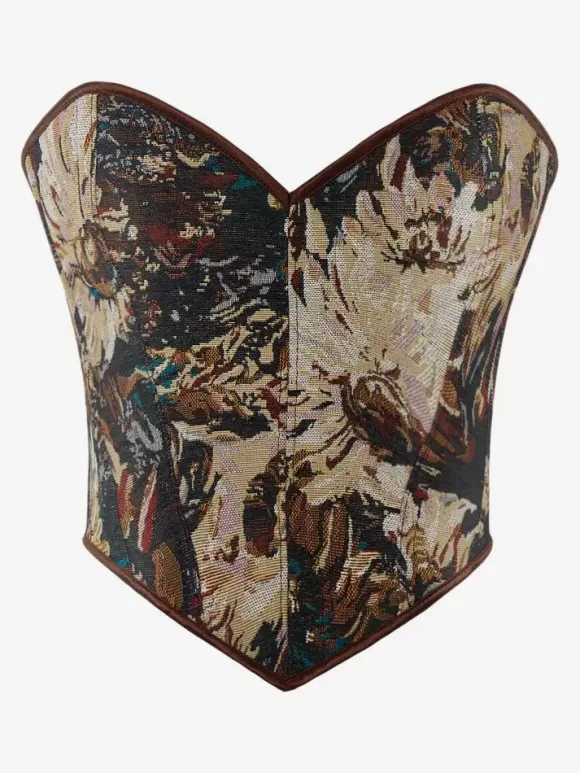 Bustier Haut Corsets Lacets Lacets Imprimé Floral Tenue de Rue Lingerie Élégante