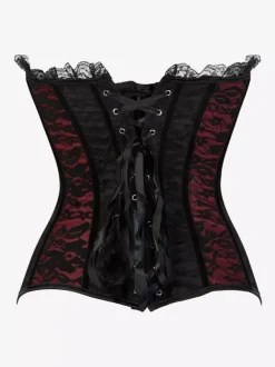 Bustier sexy en dentelle sans bretelles avec lacets floraux et boutons sur le devant