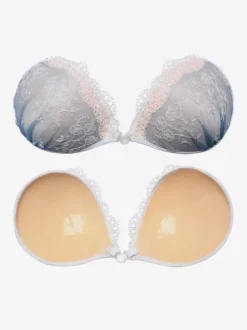 Cache-tétons adhésifs invisibles en dentelle florale bleue dos nu soutien-gorge push-up collant