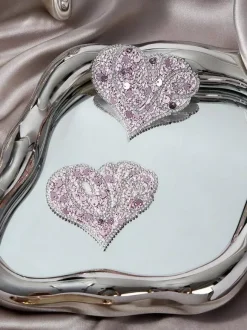 Cache-tétons de mariage à paillettes roses Nubra roses en strass en forme de c艙ur