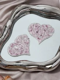 Cache-tétons de mariage à paillettes roses Nubra roses en strass en forme de c艙ur