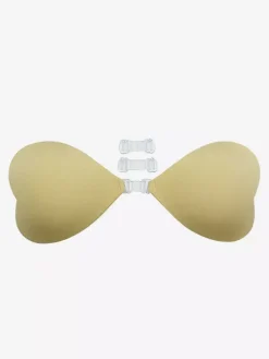 Cache-tétons en acrylique rose boutons triangulaires soutien-gorge push-up en silicone rose sans bretelles forme c艙ur.