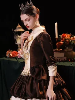Café Marron Rétro Costumes Robe Femmes Renaissance Marie Antoinette Costume Vintage Fête Robe De Bal Robe De Soirée Médiévale